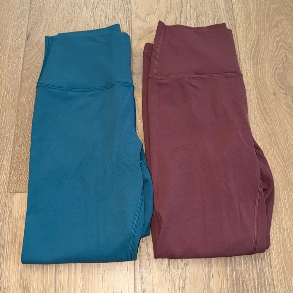 Athleta Transcend 7/8 Tight Bundle Tawny Rose/ Borealis Green Size Small